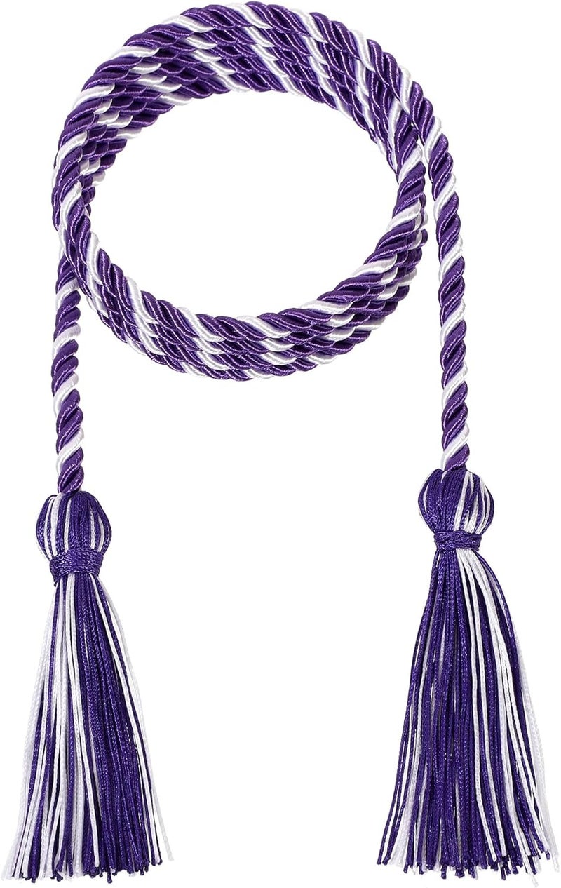 D DODOU 10 Pieces Graduation Cords Polyester Graduation Honor Braided Cords with Sewing Tassels for Bachelor, Master, Doctor 68" Long (Purple White) - Image 2